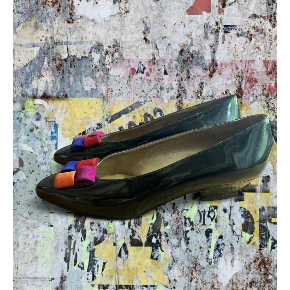 Vintage 1980s Proxy Black And Multicolor Patent Leather Pumps‎ Size 8-8.5 - Picture 4 of 6